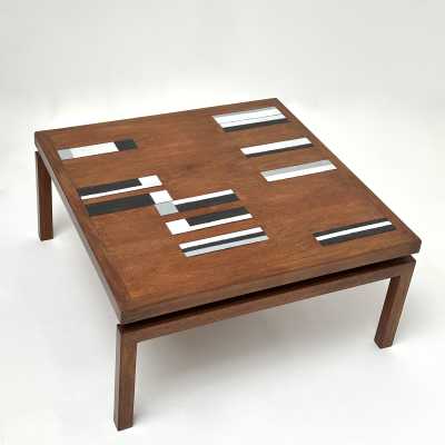 Teak Coffee Table with Ceramic Inlays, Roger Capron, Vallauris 1962