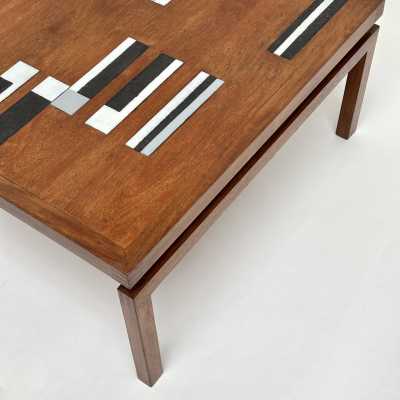 Teak Coffee Table with Ceramic Inlays, Roger Capron, Vallauris 1962