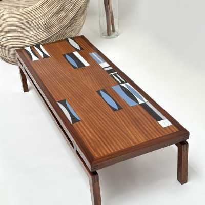 Rosewood & Ceramic Low Table, Roger Capron, Vallauris 1961