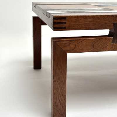 Rosewood & Ceramic Low Table, Roger Capron, Vallauris 1961