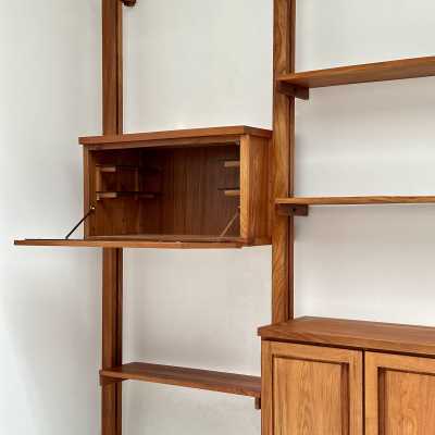 Modular Wall Unit in Solid Elm, France c.1980