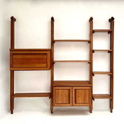 Modular Wall Unit in Solid Elm, France c.1980