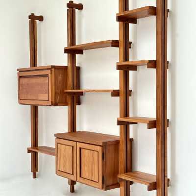 Modular Wall Unit in Solid Elm, France c.1980