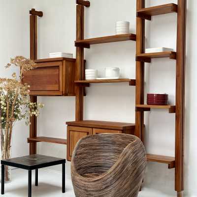 Modular Wall Unit in Solid Elm, France c.1980