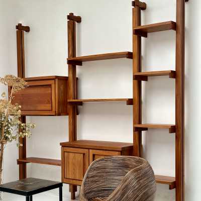 Modular Wall Unit in Solid Elm, France c.1980