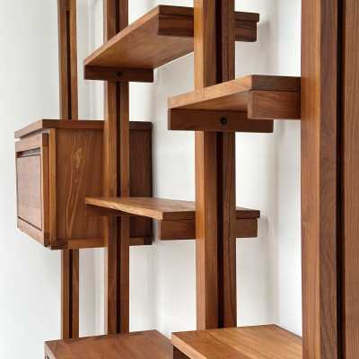 Modular Wall Unit in Solid Elm, France c.1980