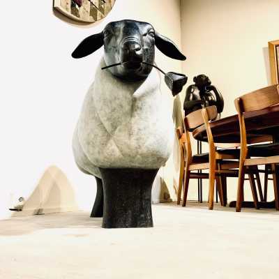 Bronze sheep sculpture