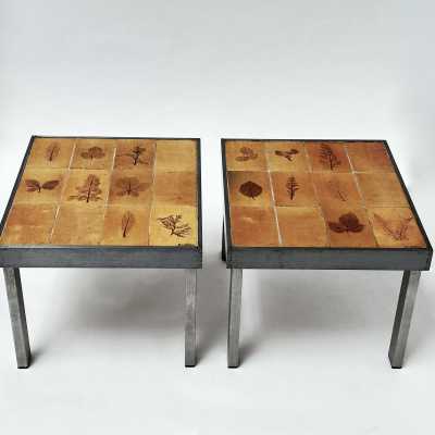 Pair of Stoneware End Tables, Roger Capron, Vallauris, c.1970