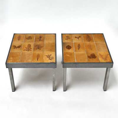 Pair of Stoneware End Tables, Roger Capron, Vallauris, c.1970
