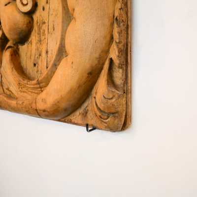 Large Religious Panel in Carved Wood – 17th Century