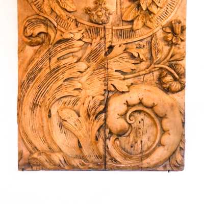 Large Religious Panel in Carved Wood – 17th Century