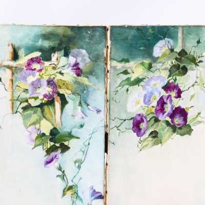 Antique hand-painted screen – France, 1898 – signed E. Zimber