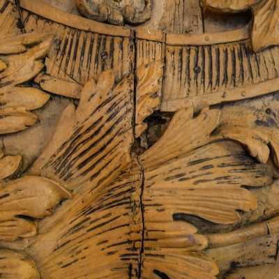 Large Religious Panel in Carved Wood – 17th Century