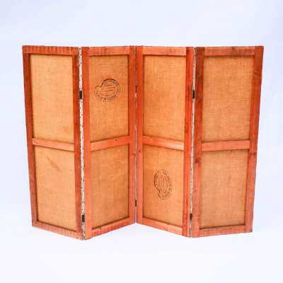 Antique hand-painted screen – France, 1898 – signed E. Zimber