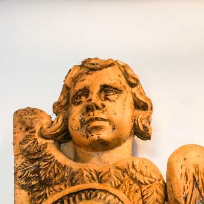 Large Religious Panel in Carved Wood – 17th Century