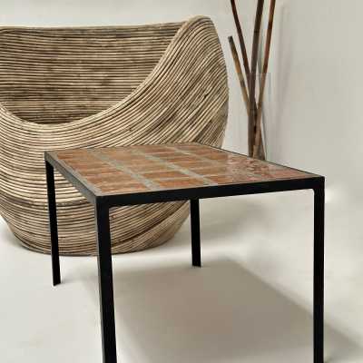 Modernist Low Table with Ceramic Art Tiles, France c.1950
