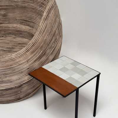Wooden and Ceramic Side Table, Roger Capron, Vallauris France c.1960
