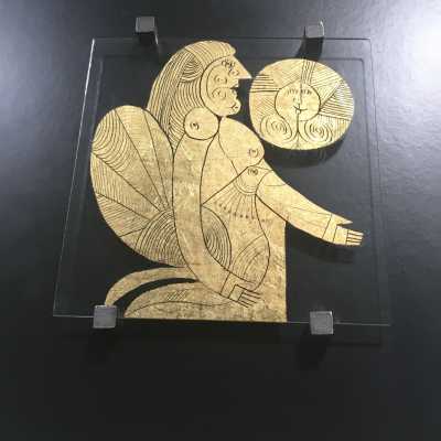 Unique Gold Leaf Painting, Roger Capron, Vallauris c.1990