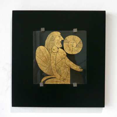 Unique Gold Leaf Painting, Roger Capron, Vallauris c.1990