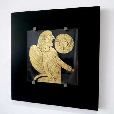 Unique Gold Leaf Painting, Roger Capron, Vallauris c.1990