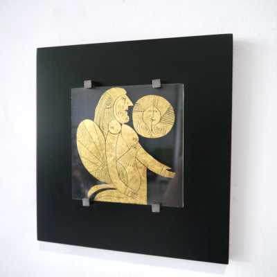 Unique Gold Leaf Painting, Roger Capron, Vallauris c.1990