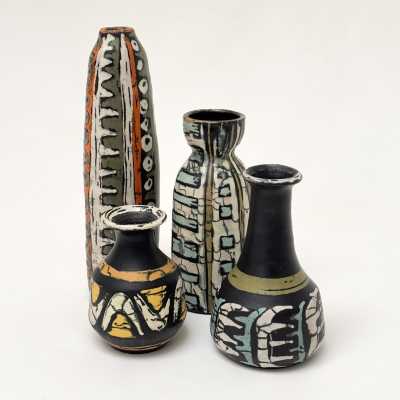 Set of 4 Ceramic Vases, Livia Gorka, Hungary c.1950