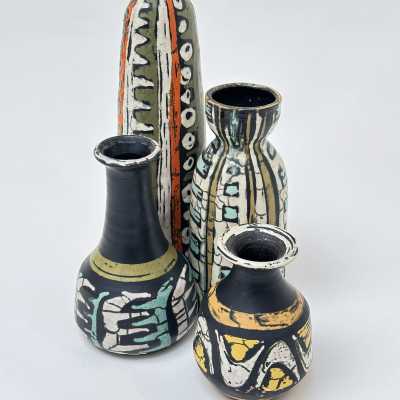 Set of 4 Ceramic Vases, Livia Gorka, Hungary c.1950