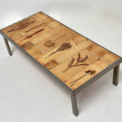 Stamped Stoneware Low Table, Roger Capron, Vallauris c.1970
