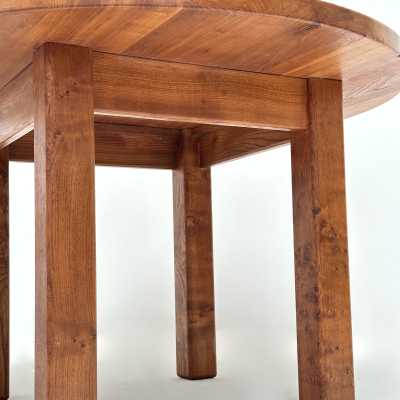 Round Dinner Table and its 4 Chairs in Solid Elm by Michel Milleret, Paris 1979