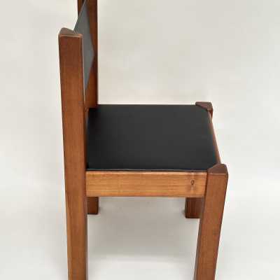 Round Dinner Table and its 4 Chairs in Solid Elm by Michel Milleret, Paris 1979