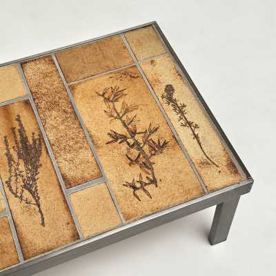 Roger Capron, Stamped Stoneware Low Table, Vallauris 1970