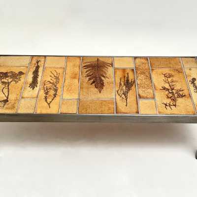 Roger Capron, Stamped Stoneware Low Table, Vallauris 1970