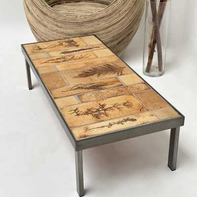 Roger Capron, Stamped Stoneware Low Table, Vallauris 1970