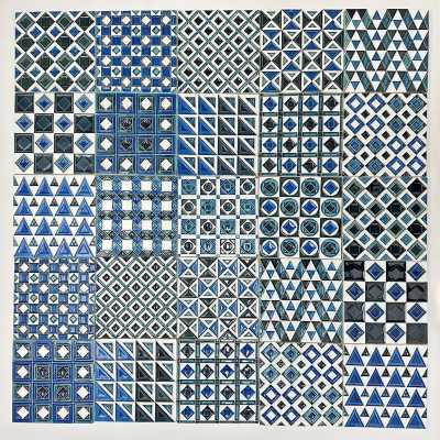 Set of 25 Embossed Earthenware Tiles, Roger Capron, Vallauris 1970