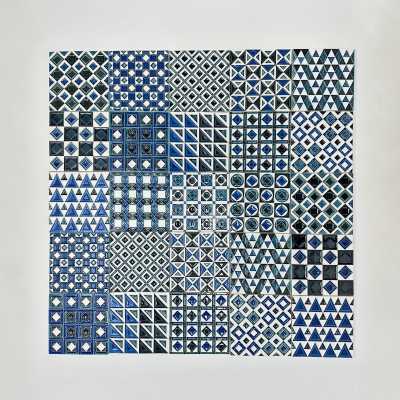 Set of 25 Embossed Earthenware Tiles, Roger Capron, Vallauris 1970