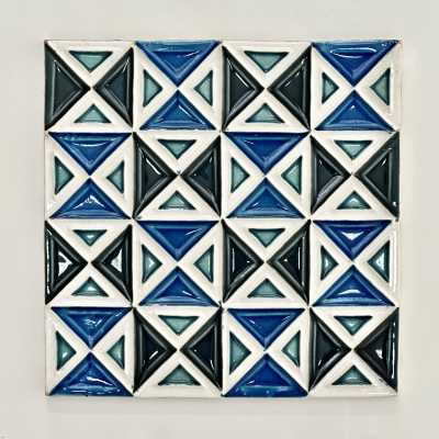 Set of 25 Embossed Earthenware Tiles, Roger Capron, Vallauris 1970