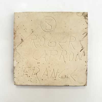 Set of 25 Embossed Earthenware Tiles, Roger Capron, Vallauris 1970