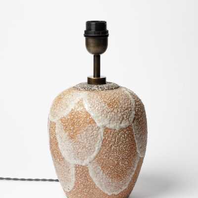 White and pink glazed ceramic table lamp, circa 1930-1940.