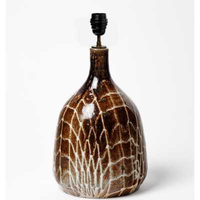 Glazed ceramic table lamp by André Bodin, circa 1970.