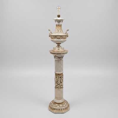 Importante Lampe Colonne en Céramique Estampillée Capodimonte – Italie, v. 1970