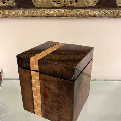 Boîte isotherme Aldo Tura en bois et recouverte de parchemin