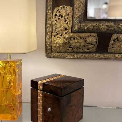 Boîte isotherme Aldo Tura en bois et recouverte de parchemin