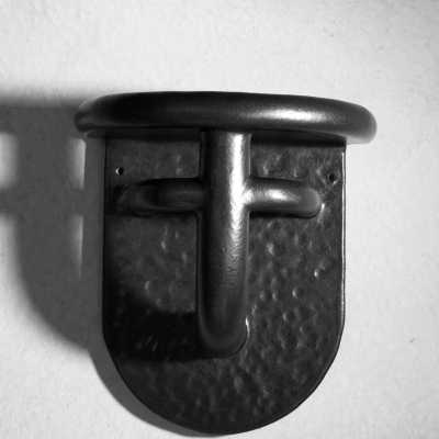 Black glazed stoneware wall console by Clémentine Dupré, 2026.