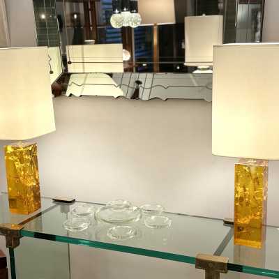 Pairs of lamps in fractal resin by Marie-Claude de Fouquière
