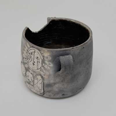 Raku Decorative Bowl by Roger Capron, Unique Odalisque Design, Vallauris 1997