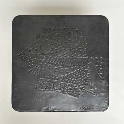 Stamped Lead End Table, Roger Capron, Vallauris 1968