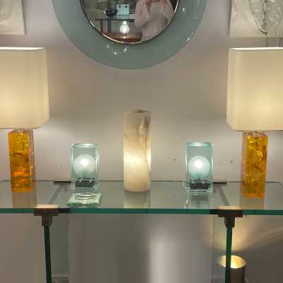 Pairs of lamps in fractal resin by Marie-Claude de Fouquière