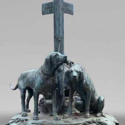 Auguste-Nicolas CAÏN, deux groupes monumentaux en bronze, socles en pierre d'origine, 1893