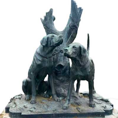 Auguste-Nicolas CAÏN, deux groupes monumentaux en bronze, socles en pierre d'origine, 1893