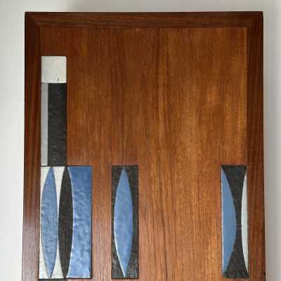 Teak Coffee Table with Navettes Ceramic Inlay by Roger Capron, 1961